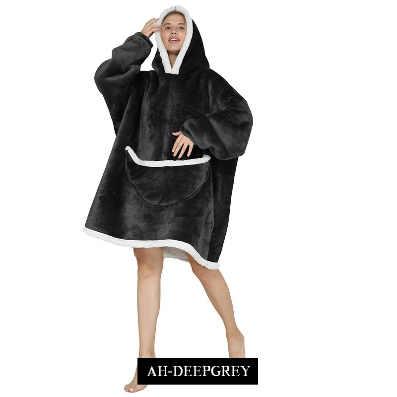 Cozy Sherpa Fleece Oversized Wearable Blanket Hoodie – Warm and Plush Hooded Sweatshirt