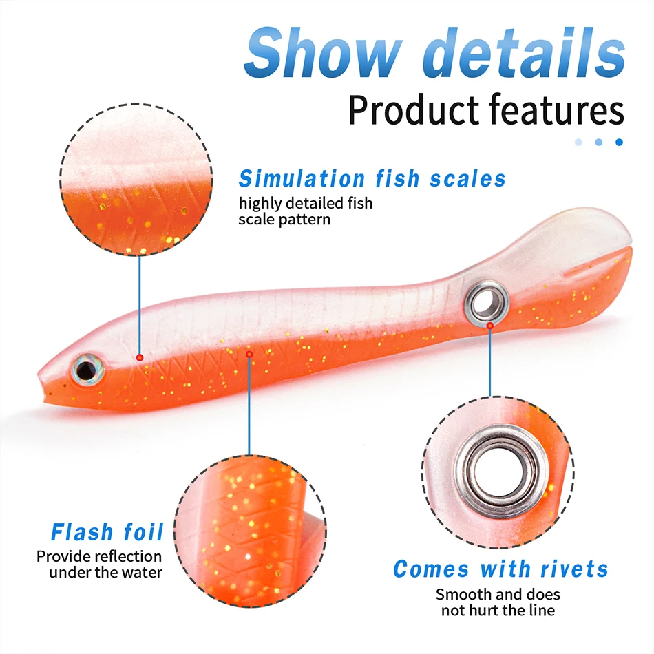 6 Leurres Souples 3D Bioniques - Pliables Réutilisables - 6 à 16cm - Pêche Mer Et Rivière