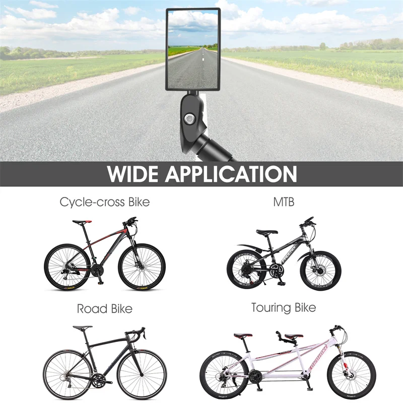 WEST BIKING Bicycle Rearview Handlebar Mirror 360 Rotation Adjustment Bike Reflector Wide Range Back Sight Cycling Accessories