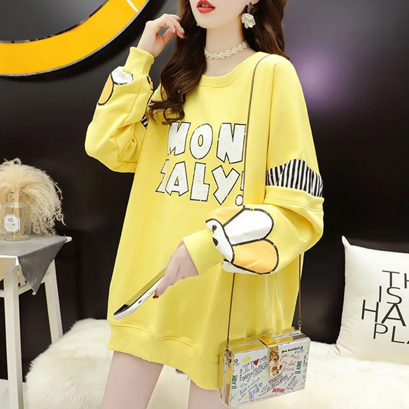 2022 Autumn Winter Streetwear Kawaii Cartoon Print Loose Casual Sweatshirt Ladies Harajuku Y2K Pullover Top Women Trend Jumpers