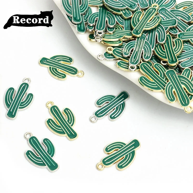 

10pcs Green Cactus Enamel Charms Cartoon Cute Plants Metal Pendants for DIY Handmade Bracelets Necklaces Jewelry Making Findings