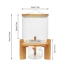5L Glass Rice Dispenser with Airtight Lid Measuring Cup Wooden Stand Flour Cereal Creative Container for Kitchen Organization 6