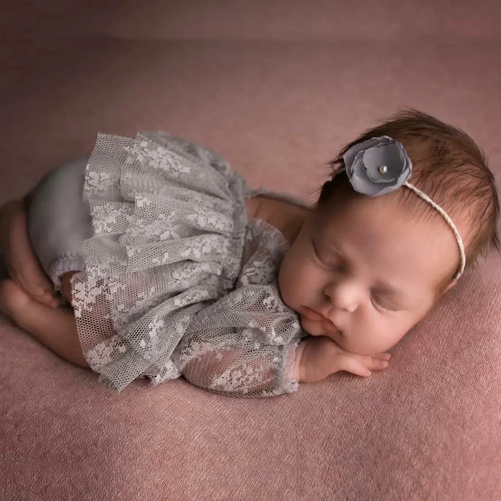 ❤️Baby Photography Clothing Headband+Lace Dress+Shorts 3Pcs/set Infant Girl Photo Props Accessories Studio Shoot Clothes Outfits in home newborn photography