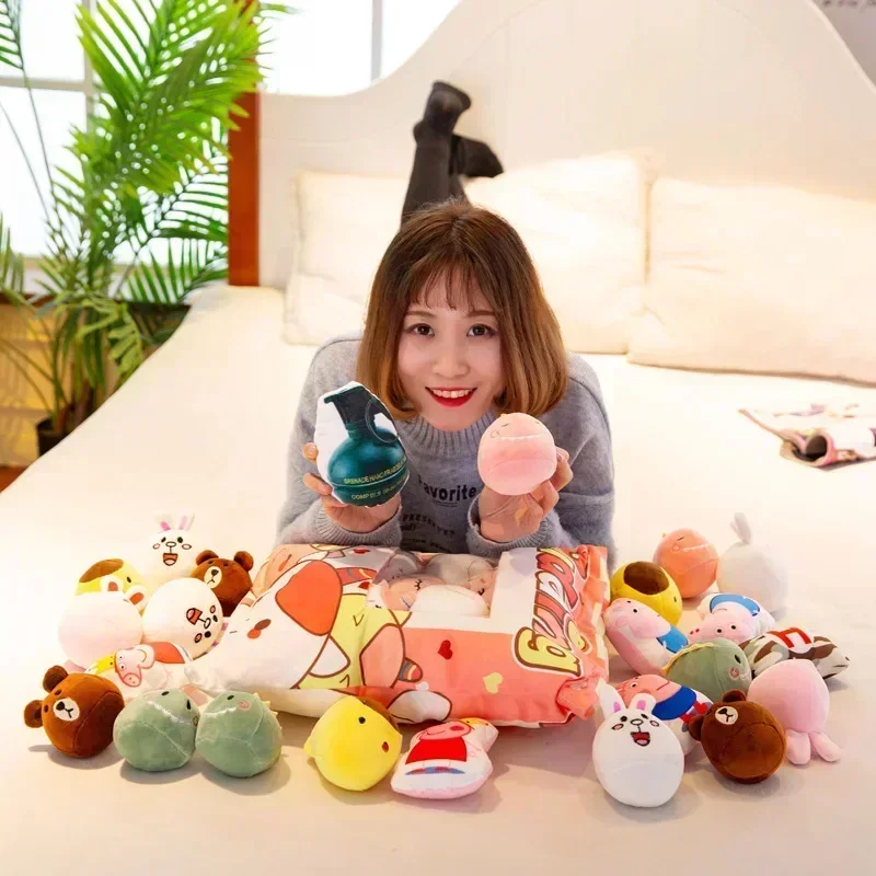 Cat Pillows Plush Doll Cute Cat Rabbit Snack Pillow Pudding Decorative Stuffed Mini Animal Cat Dolls Pudding Plush Toy Kawaii Plush Pillow Gifts