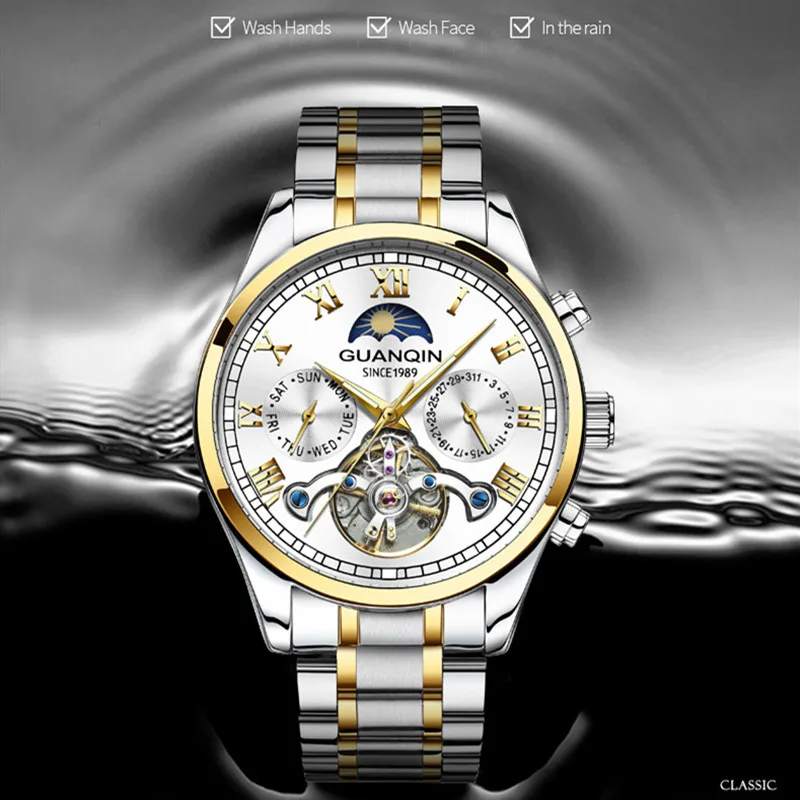 GUANQIN Tourbillon Mechanical Luxury Men's watches Stainless steel