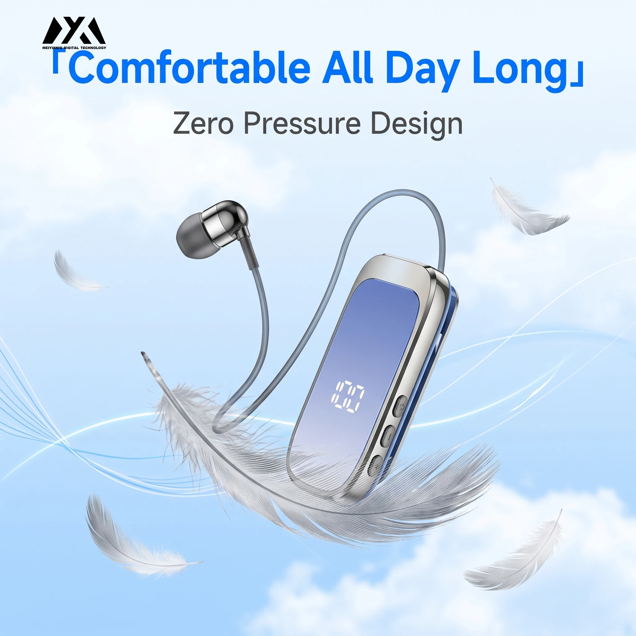 Retractable Bluetooth Earphone - Single Side Wireless Headset with Long Battery Life