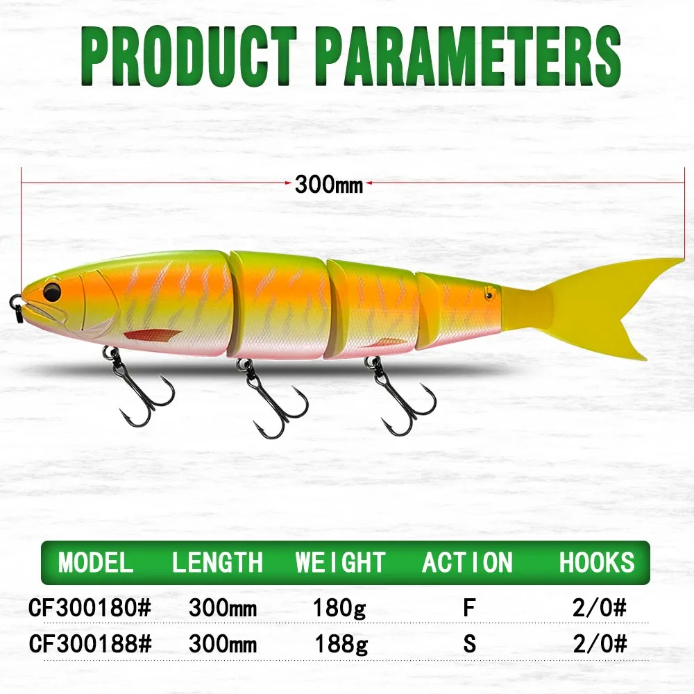 Fishing Lure Size 300mm Swimming Bait Jointed Floating/Sinking Giant Hard Bait Section Lure For Big Bait Bass Pike Minnow Lure