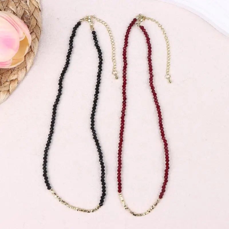 1/3 Stück modische rote schwarze Kristallglasperlen-Halskette mit einzigartigem Design und luxuriösem Gefühl für Schlüsselbeinschmuck – Detail 6