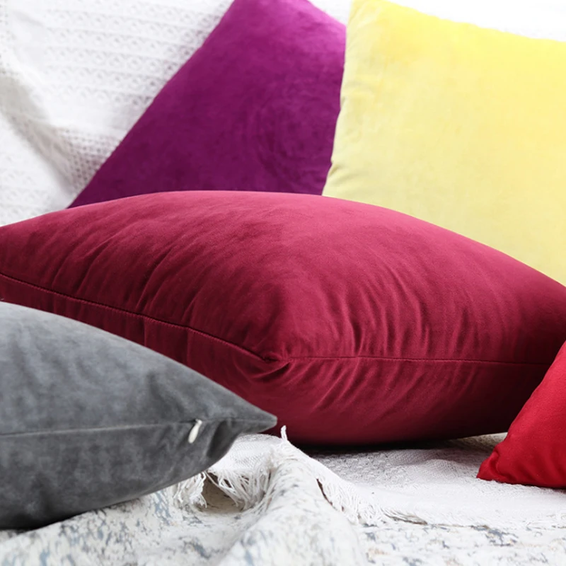 Solid Color Velvet Cushion Cover 45x45cm Pillow Case for Living