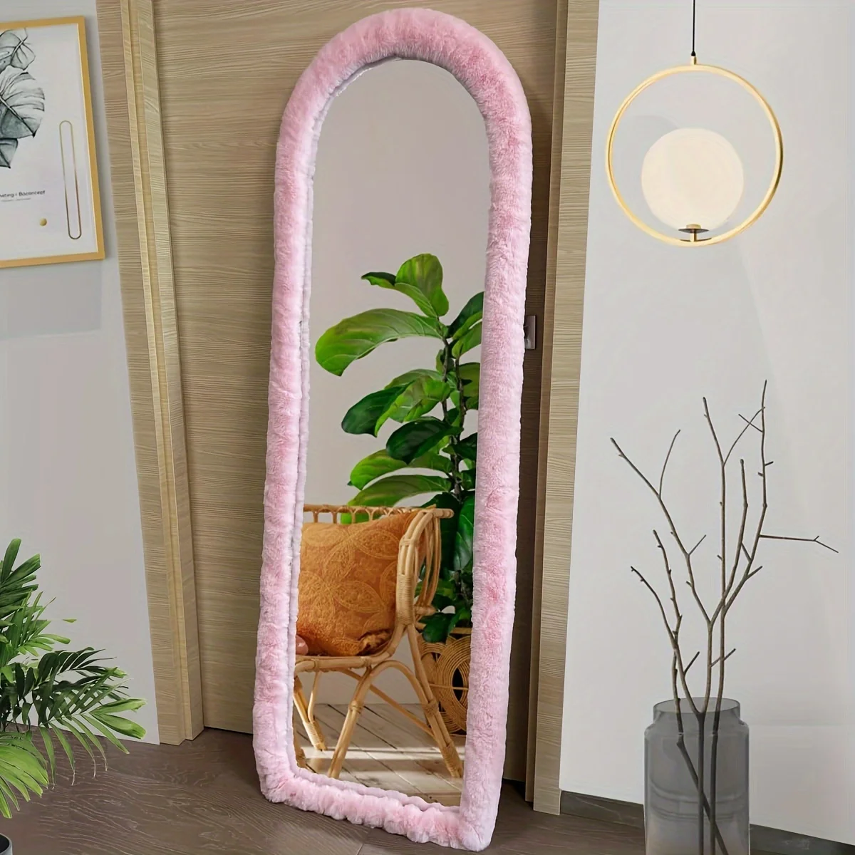 Plush Mirror Cover-64 inch x 21 inch full body mirror cover universal super soft non-slip cover gift for girls (mirror not inc Mirror Cover