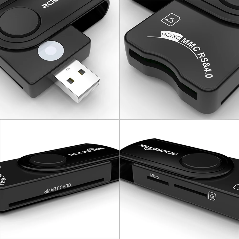 Rocketek CR310 USB Plug and Play Tax Declaration IC Smart External Card Reader TF SIM Memory Card Reader Adapter for Computer