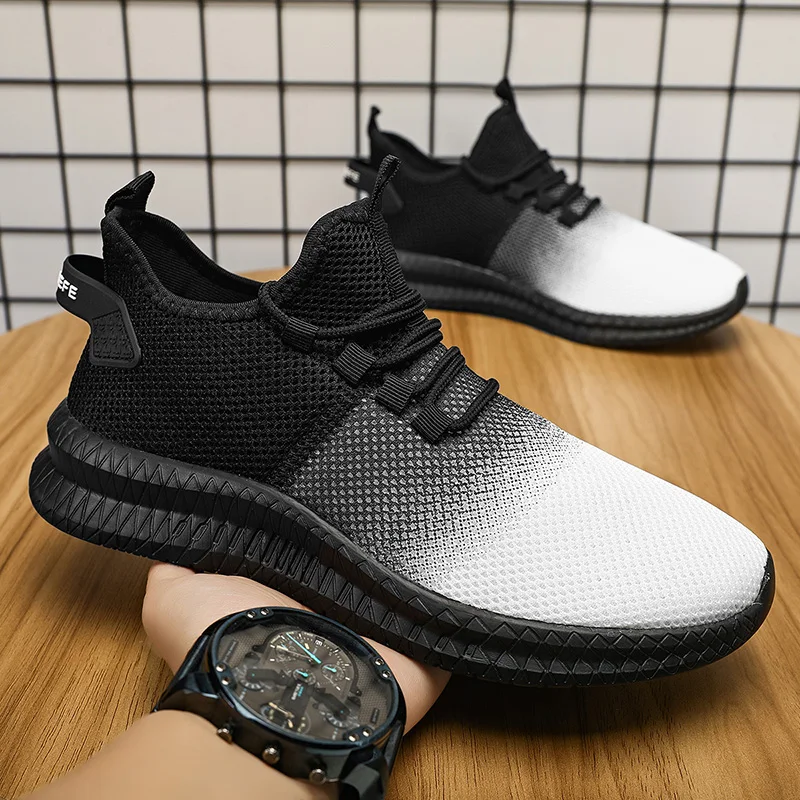 Leichte Herren-Laufschuhe im Freien, atmungsaktive Herren-Sportschuhe mit rutschfester Sohle, Schnürschuhe, Freizeitschuhe, große Größe 2023_voghion.com