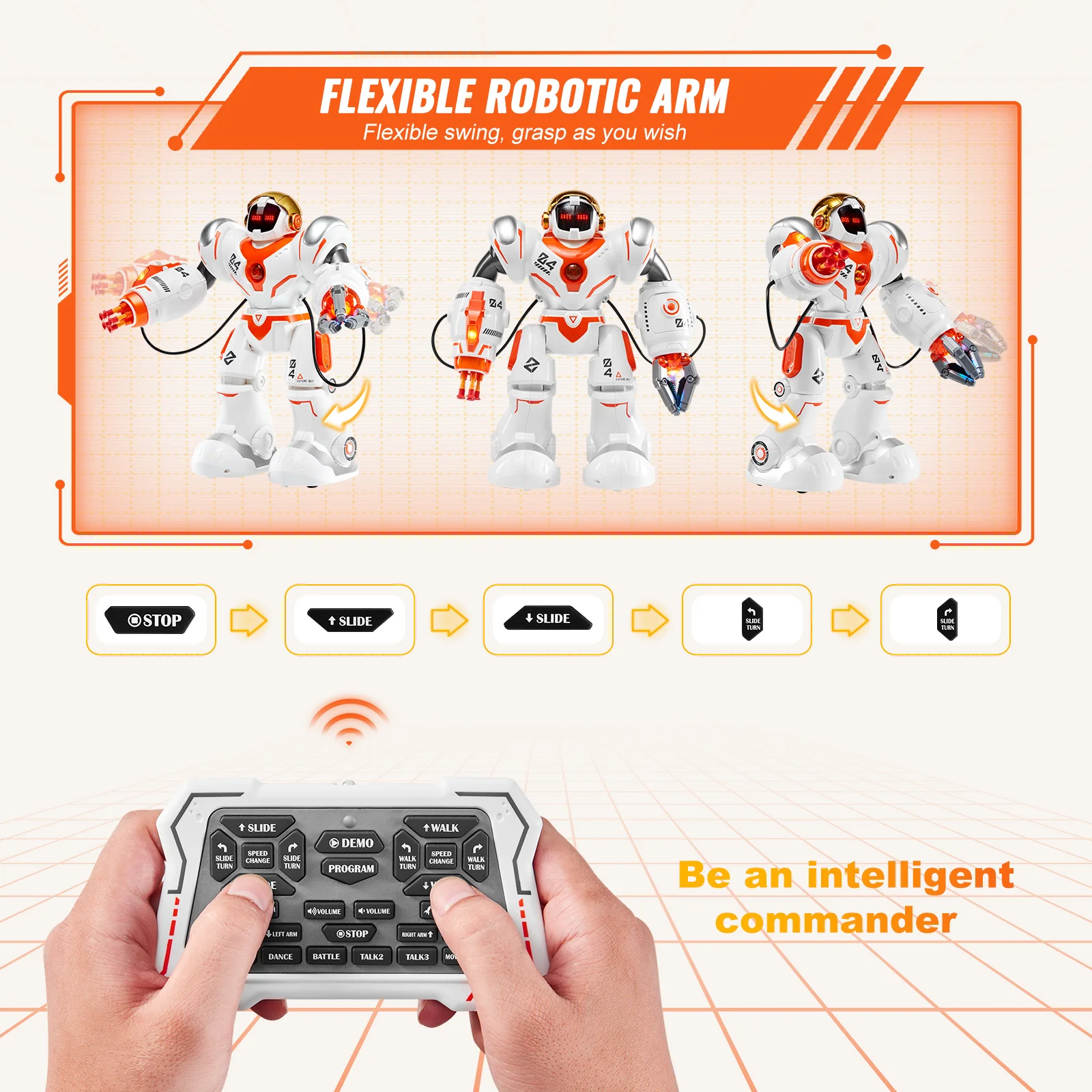 VEVOR RC Robot Toys for Kids Battle Mode Programmable Remote Control Smart Robot with Bullets Interactive Walking Dancing Robot 5
