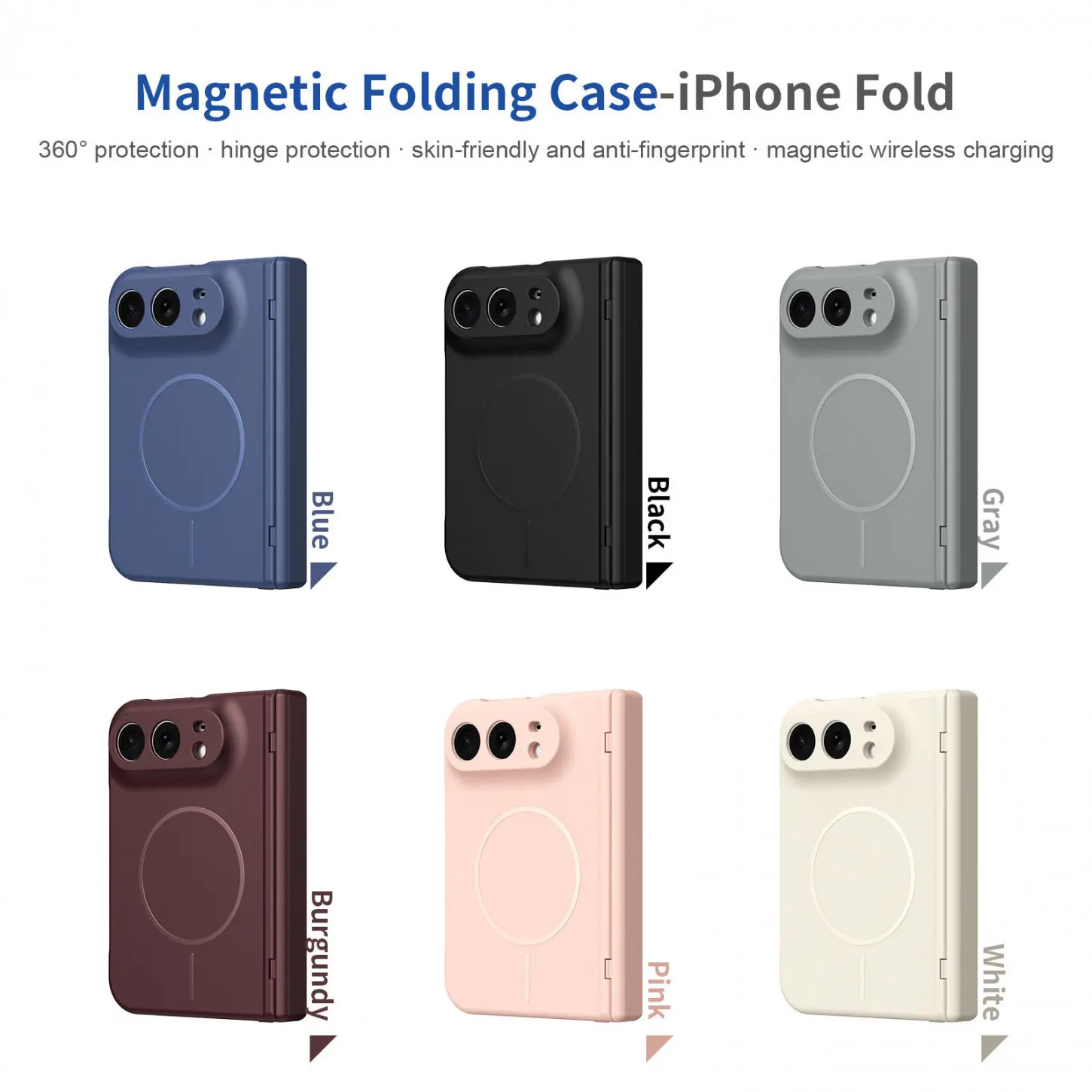 Premium Magnetic Wireless Charging Case with Built-in Screen Protector and Frosted Cover