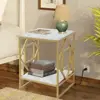 Luxury Marble Tea Coffee Cafe Table Living Room Office Laptop Sofa End Side Gold Frame Desk 1