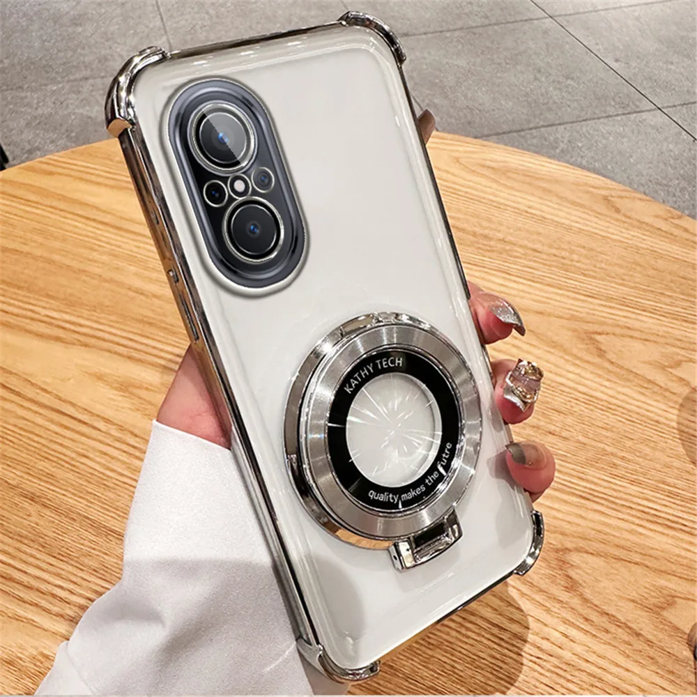 Transparent Shockproof Phone Case with Magnetic Stand Holder