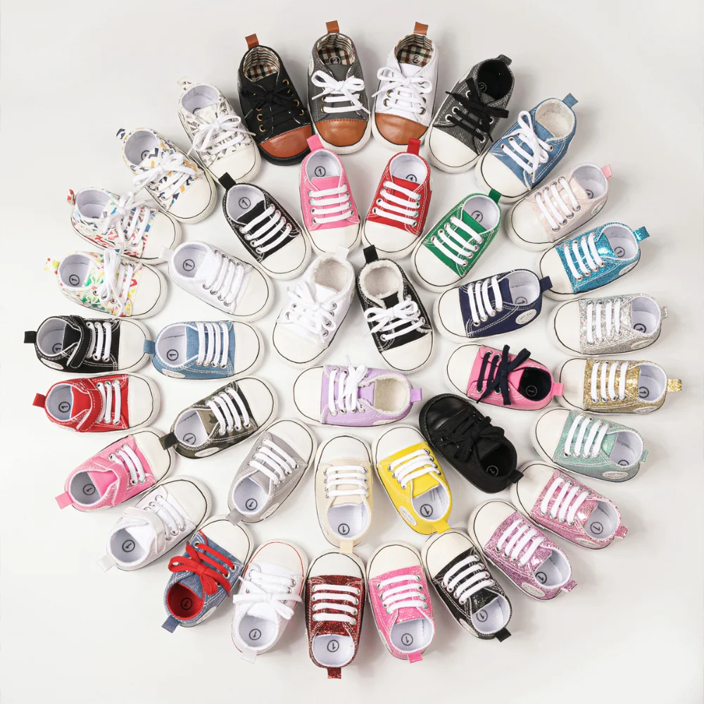 Baby Shoes Boy Girl Star Flash Canvas Sneakers Multicolor Anti-Slip Sole Newborn Infant First Walkers Toddler Casual Crib Shoes