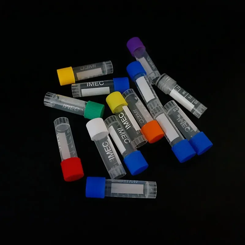 Laboratory Graduated Plastic Freezing Tube Cryo Preservative Vial Sample Cryovial Colorful Cover 50pcs/lot