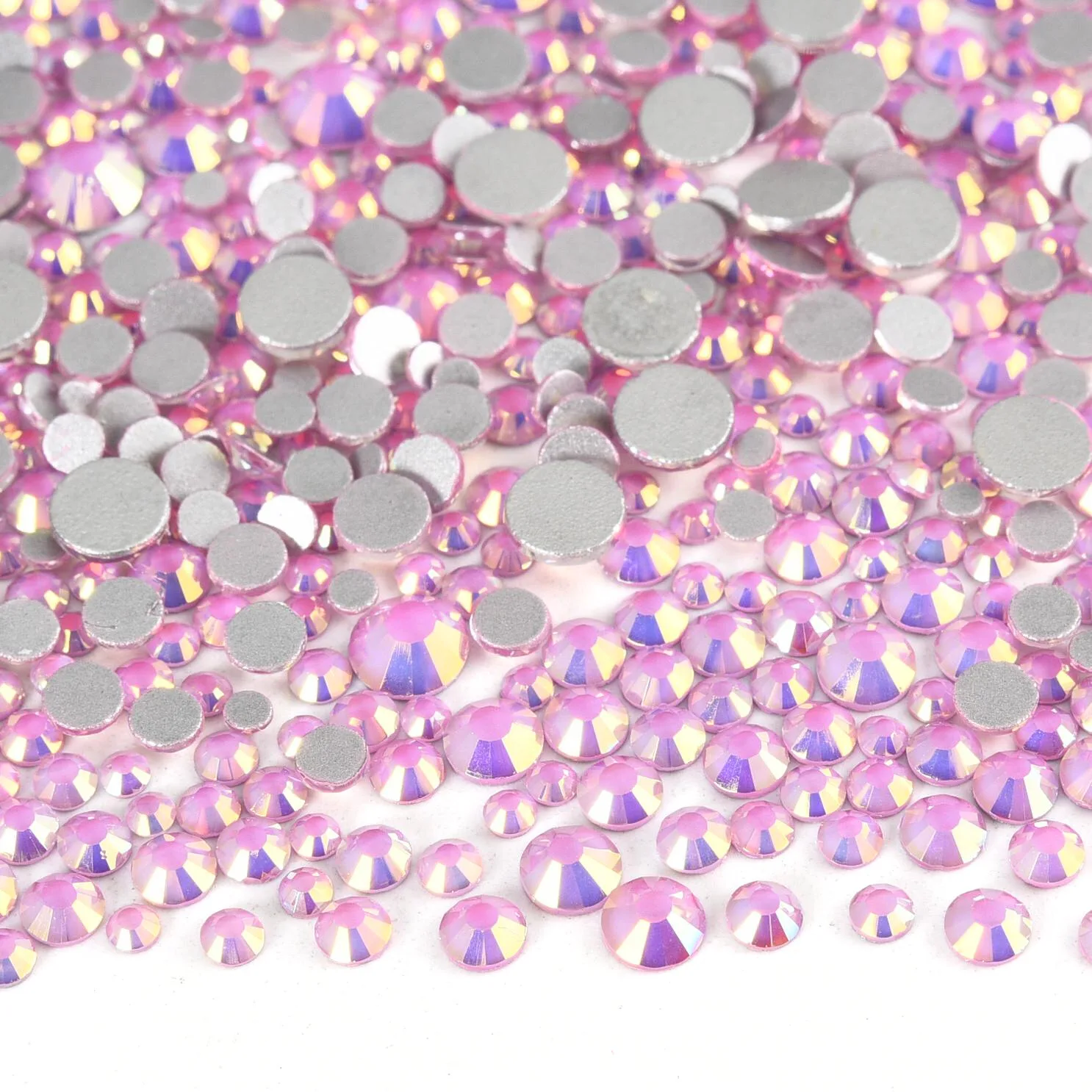 Light Pink GemStone Mix Non-Hotfix Flatback Rhinestones for Nail Art and Garment Decorations