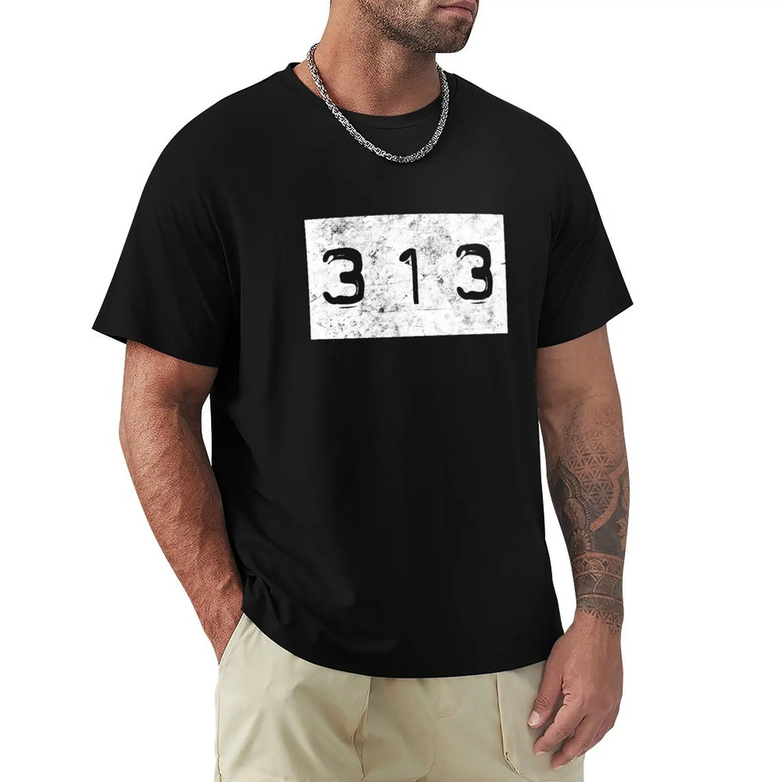 

Retro Embossed Design of Area Code 313 Metro Detroit product T-Shirt quick-drying customs men clothing