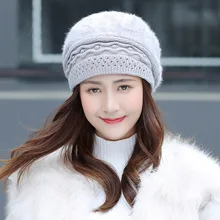 

Women Hat Winter Hot Wool Blended Beanies Hats Fashion Cap Bonnets Warm Thick Plush Knitted Berets Outdoor Accessories