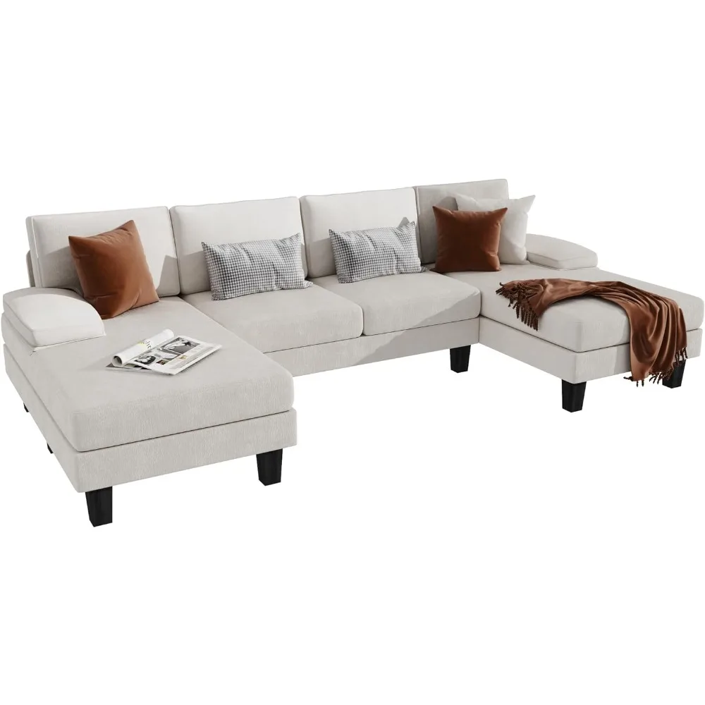 

Sofa convertible combination U-shape, cotton flannelette, suitable for living room, large seat, comfortable back furniture