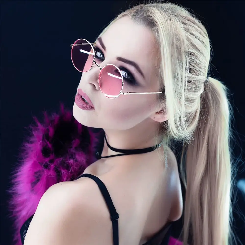 Retro Round Sunglasses Woman Man Party Eyewear Colored Shades Brand Designer Sun Glasses For Male Female Alloy Frame_voghion.com