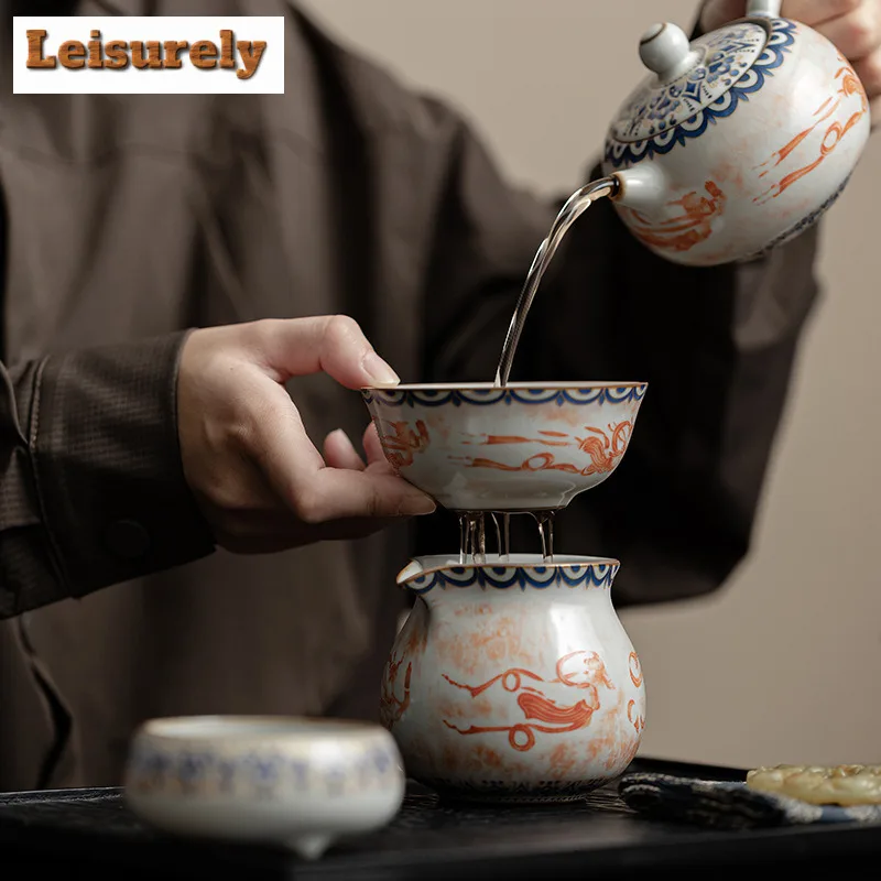 Dunhuang Apsaras Ru Kiln Porcelain Tea Separator Infusor Boutique Tea Strainer Dispenser Tea Brewing Tea Filter Teaware Ornament