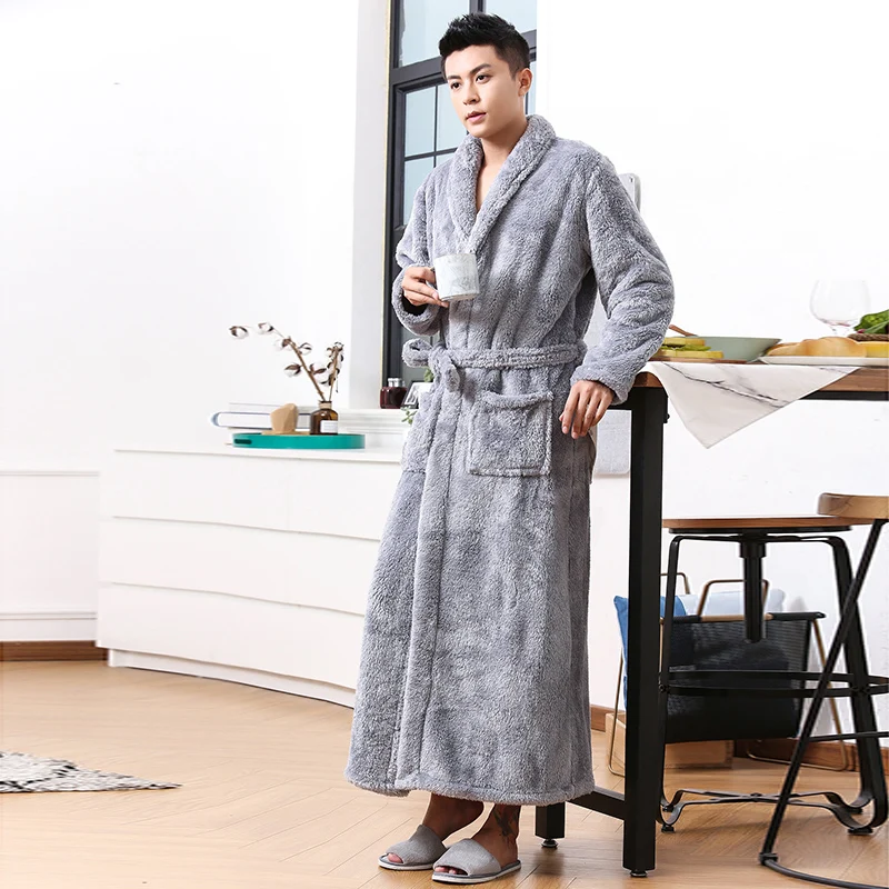 aliexpress.com - Coral plush men’s warm extra thick extended nightgown Bath home bathrobe Bathrobe Bathrobe home pajamas Plush robe