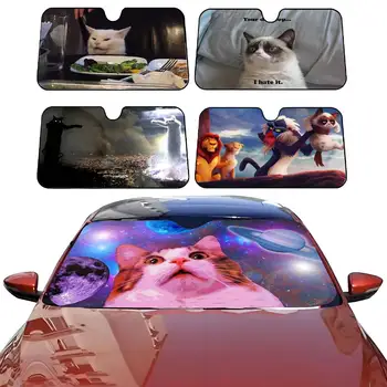 CAT meme Divertente parasole per auto Parabrezza Protezione anti-UV Parasole anteriore Protezione di raffreddamento per interni del veicolo