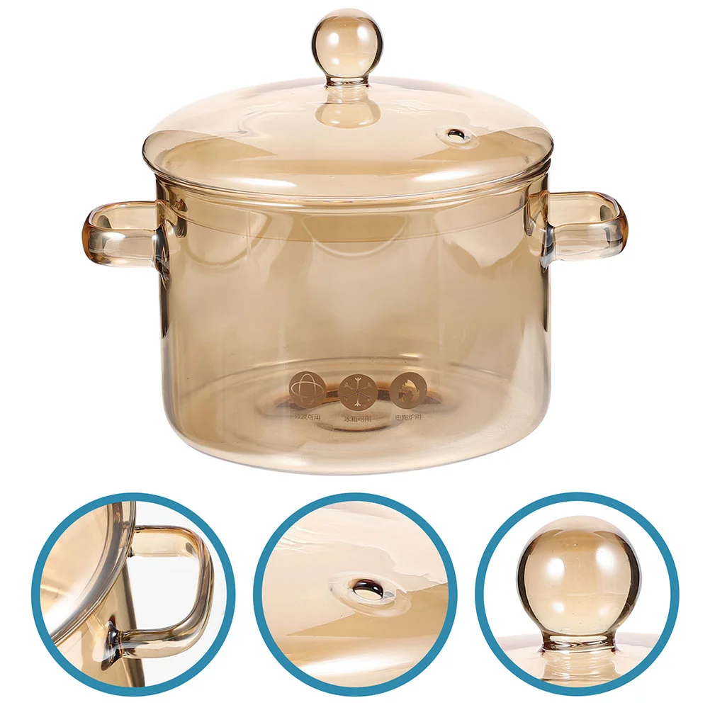 

Glass Stock Pot Simmer Pot Vintage Stockpot Stew Pot Simmering Pot Soup Pot Lid Kitchen Cooking Pot Double Handle Casserole