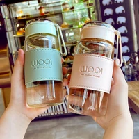 340ML 480ML Portable Glass Bottle Cute Heat ResistantFor Drink Cold Water Juice Tea With Screw Lid Filter Net Easy To Carry 3