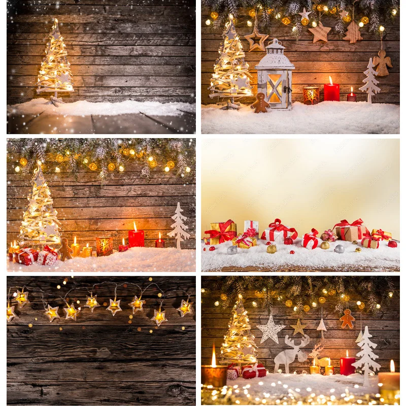 

SHUOZHIKE Christmas Wooden Planks Theme Photography Background Snowman Backdrops For Photo Studio Props MMSD-02