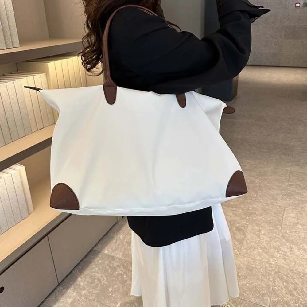 Einfarbige Wasserdichte Oxford-Nylon-Tragetasche mit Koreanischem Lederbesatz Unterarm-Schultertasche für den Arbeitsweg – Detail 10