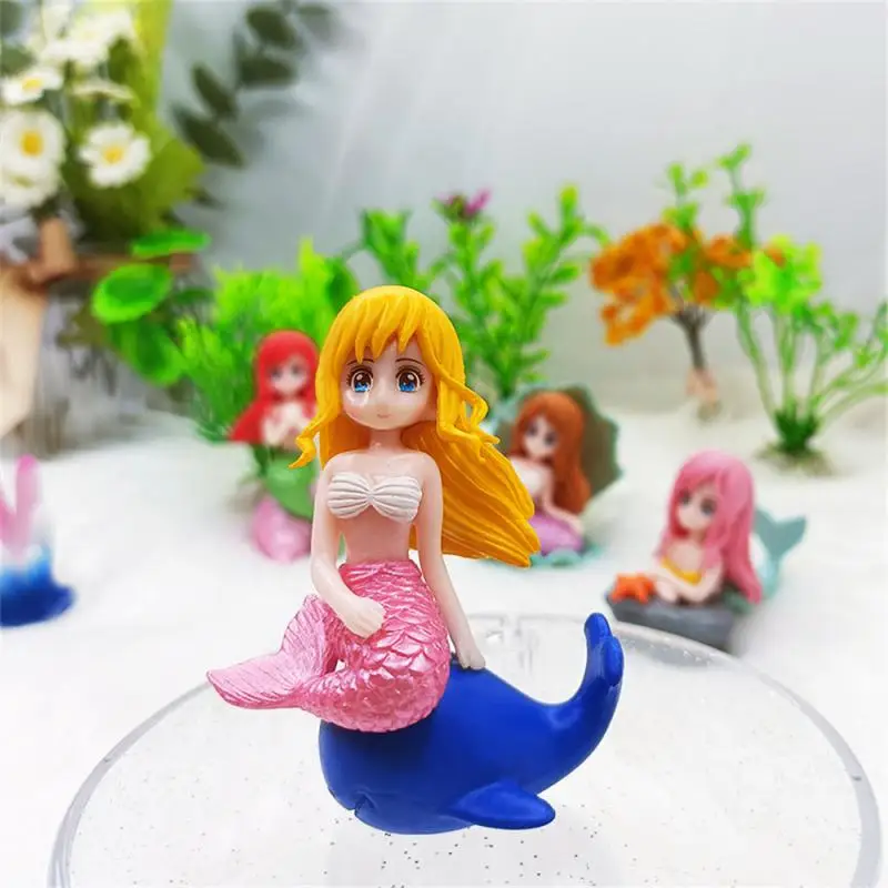 Beautiful Mermaid Aquarium Decorations Colorful Cartoon Mermaid Figurine Fish Tank Ornaments Desk Decorations