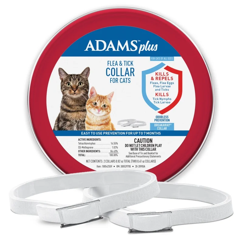 

Блошиный ошейник Adams Plus для кошек, 2 белых ошейника, один размер