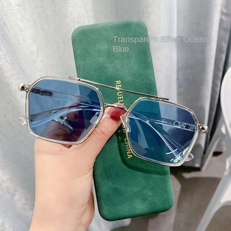 2022 New Double Beam Men's Sunglasses Ocean Blue Woman Eyewear Driving Sun Shading Glasses Outdoor Fishing Gafas De Sol UV400_voghion.com