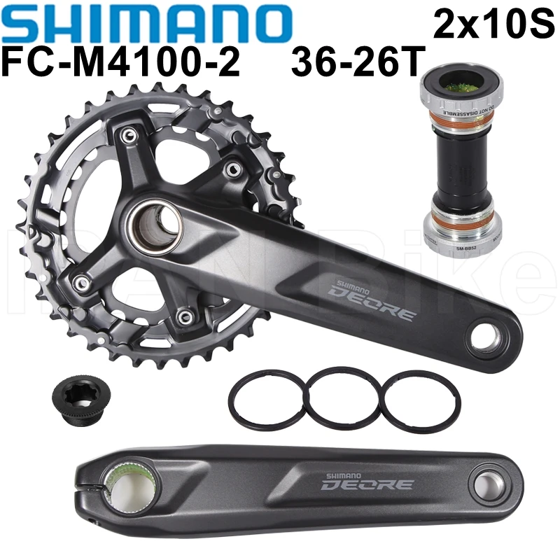 

Shimano DEORE FC-M4100 Crankset 36-26T 10 Speed FC M4100 MTB Bike Crankset 170mm BB52 Bottom Bracket