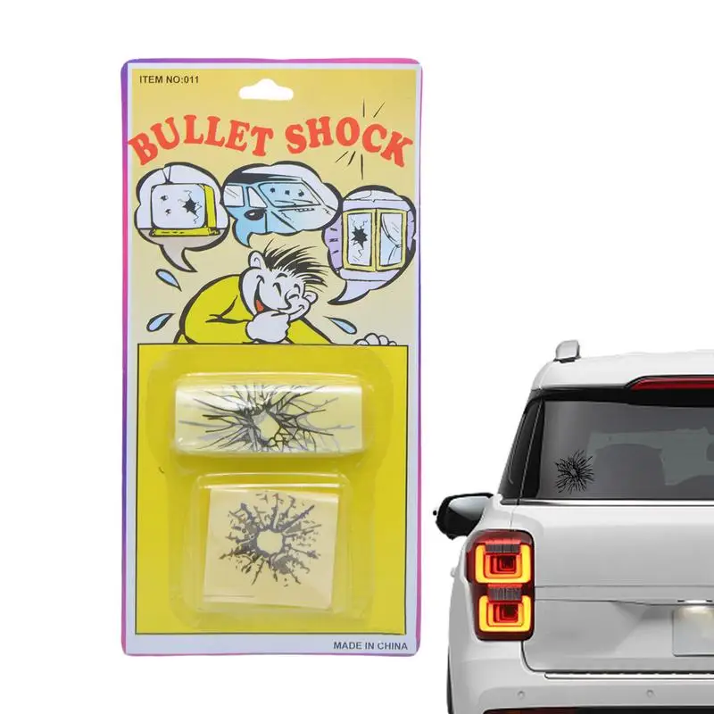 Tricky Bullet Hole Window Stickers Automotive Window Decorations Accessories Broken Screen Prank Decals Fake Bullet Shot Sticker