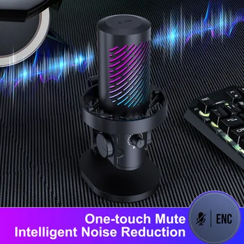 Tenlamp RGB USB Streaming Microphone ,Professionl Computer Condenser Mic For PC Mac Recording YouTube Podcasting Gaming Laptop Desktop 4
