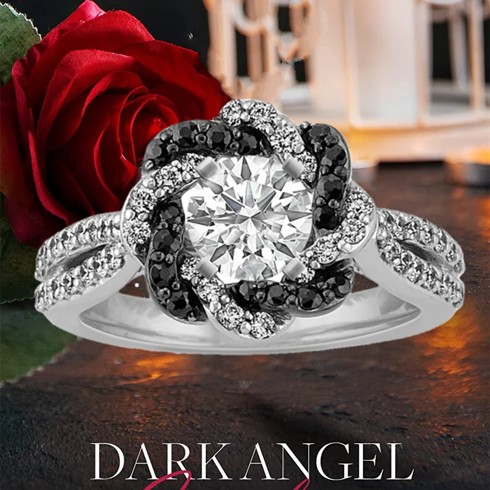 Regalo San Valentin Mujer Anillo De Compromiso Con Diseño De Para Mujer Sortija Trenzada De Cristal Negro Redonda A La Moda Para Regalo De San Valentín Bonitos Argollas De Matrimonio| | -