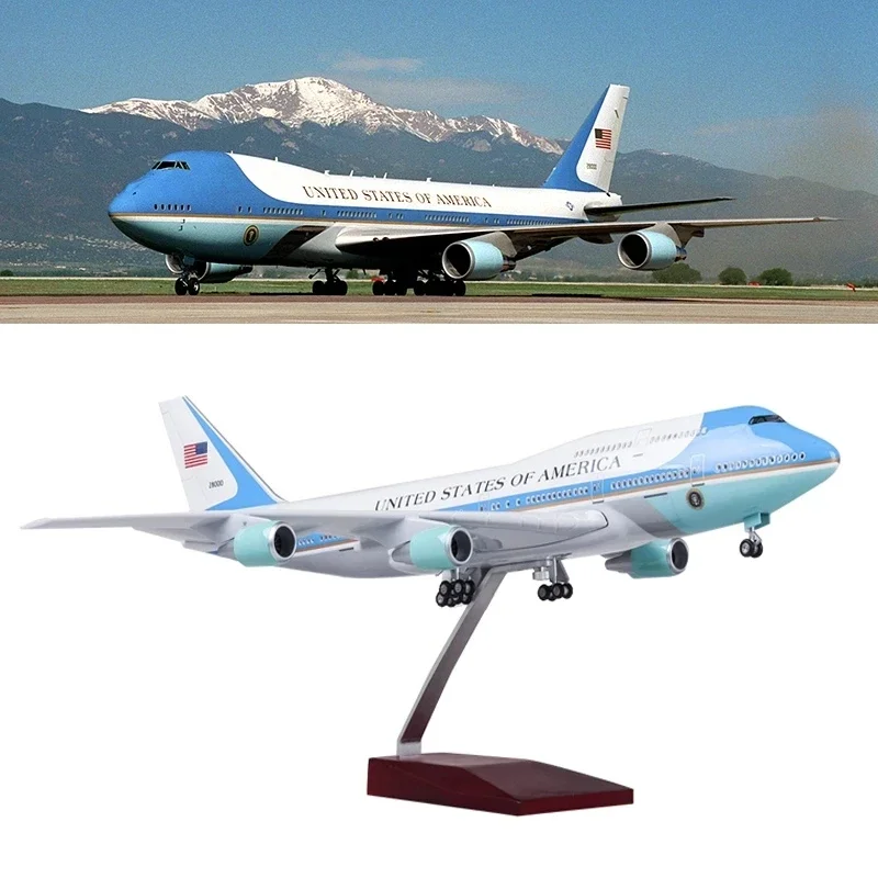 

47CM Airplane Model Toys Boeing 747 Air Force One Aircraft with Light Wheel Diecast Plastic Alloy Metal Base Plane Airliner Gift