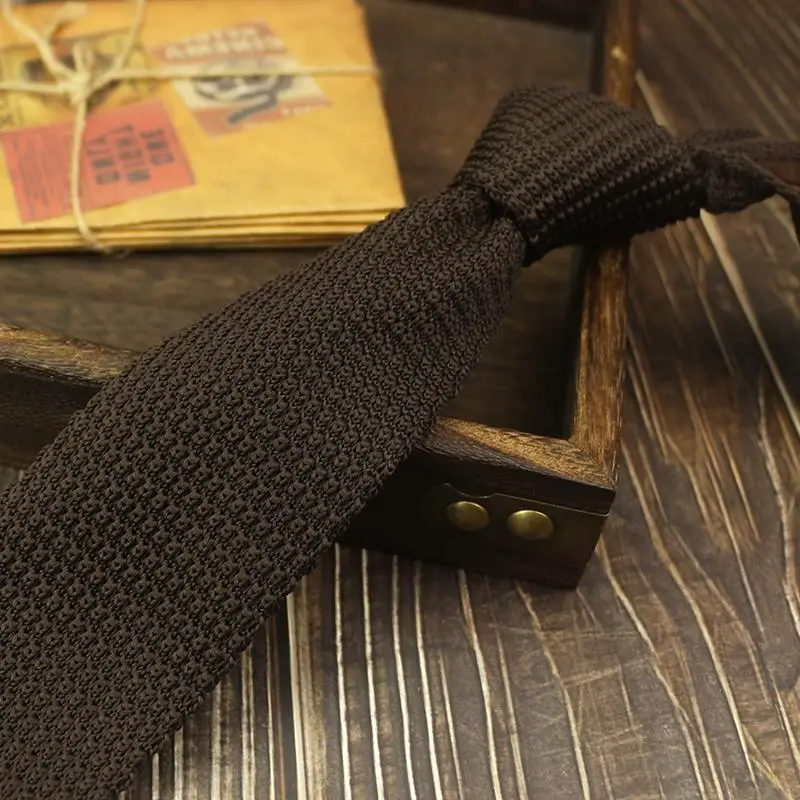 Gradient Knitted Tie - Mens Solid Color Slim Necktie