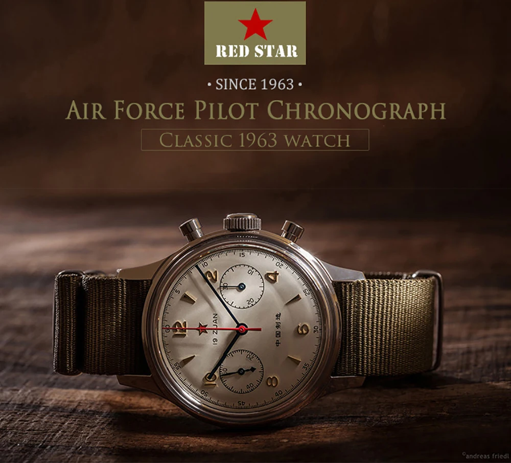 RED STAR 38mm Men's Chronograph Mechanical Watches Pilot Seagull 1963 ST19 Movement Men Air Force Aviation Sapphire Clock 40mm