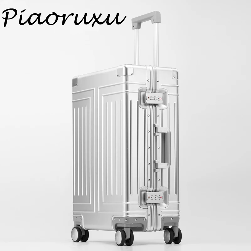 

100% Aluminum Alloy pull rod suitcase 20"24"26"28 inch metal luggage fashionable new type of suitcase luggage pul