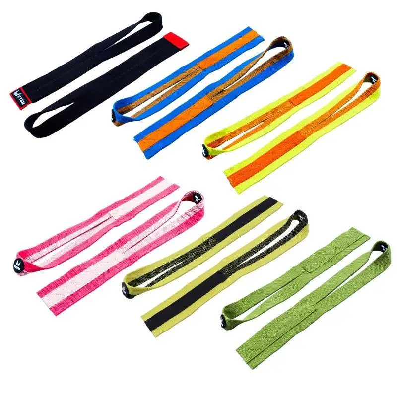 1Pair gym lifting straps weightlifting wrist weight belt bodybuilding gloves for women men fitness crossfit barbells power sport