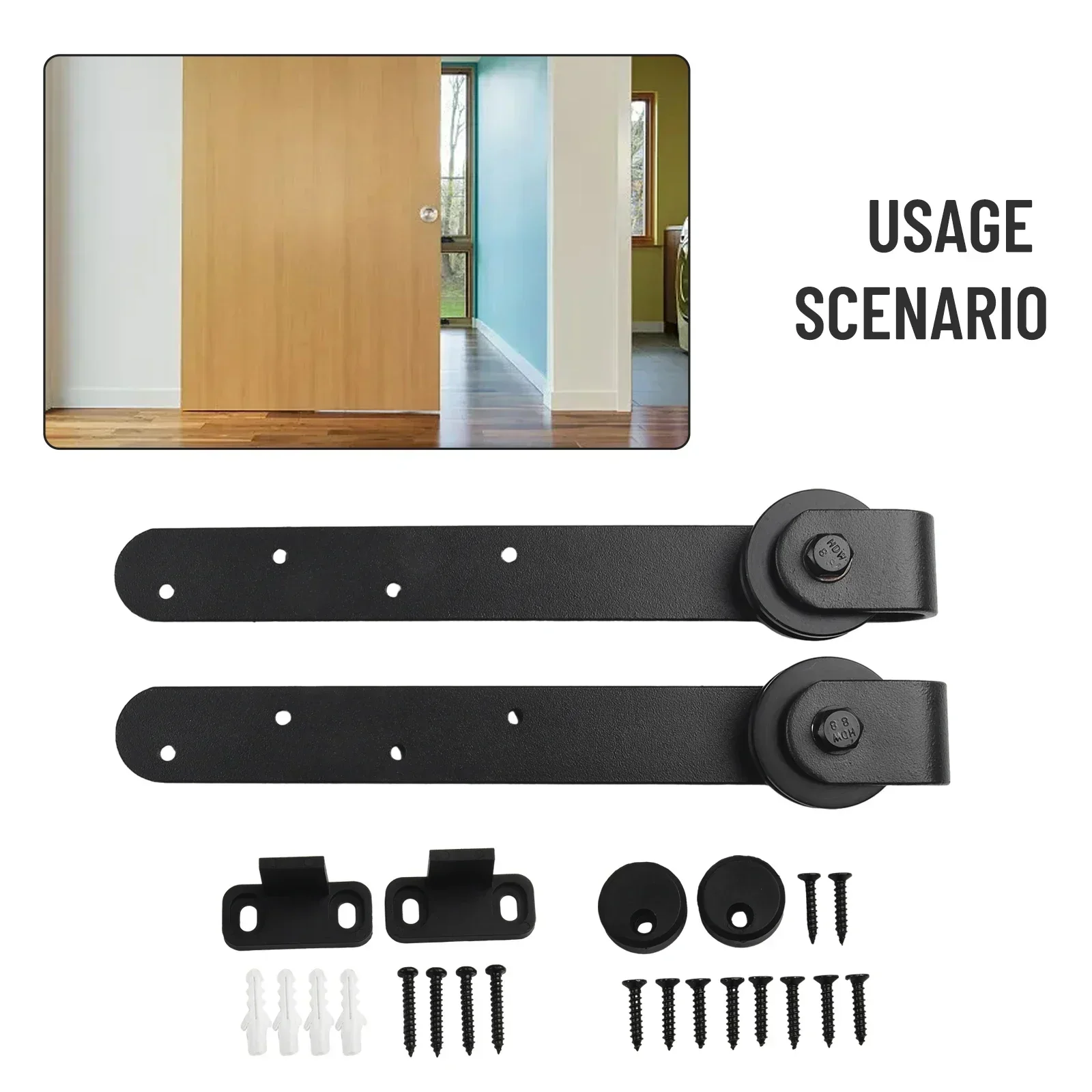 Mini Barn Door Sliding Kit Black Carbon Steel Mini Sliding Barn Door Hardware Kit For Cabinet Doors Rail Set Smooth Silent