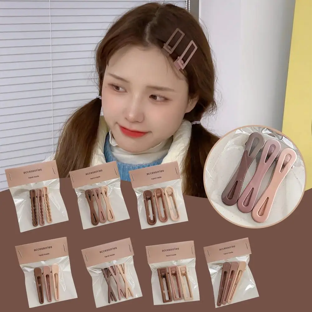 

3 Pcs Hairpin Maillard Color Gradient Combination Set Duck Beak Clip Water Drop Hair Clip Accessories Bangs Clip Cross Hair Clip