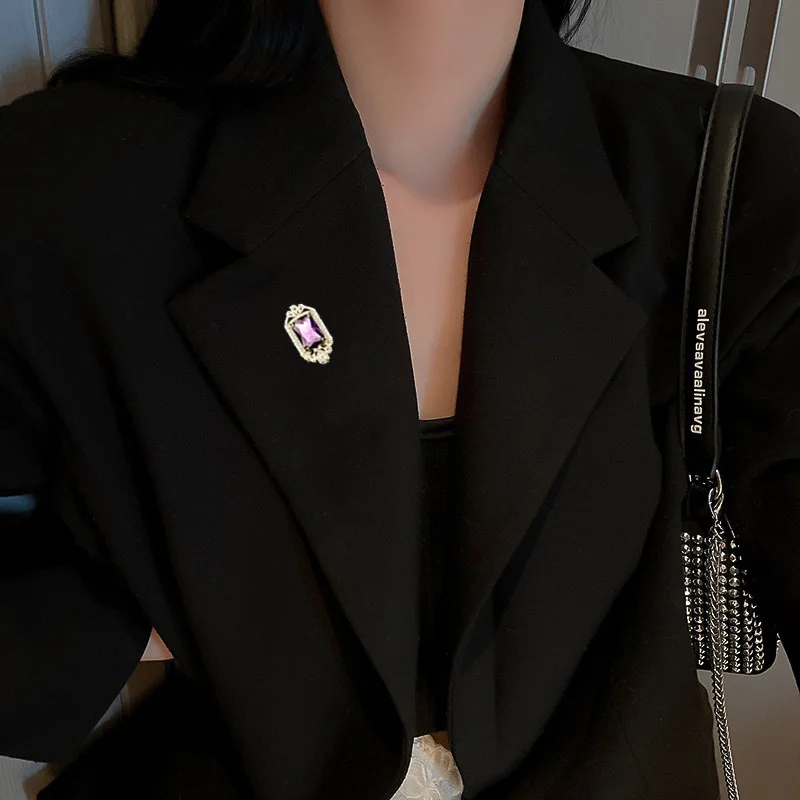 SUYU 심플 브이넥 브로치 여성 가디건, 작은 핀 칼라, 버튼 코트, 정장 액세서리 핀