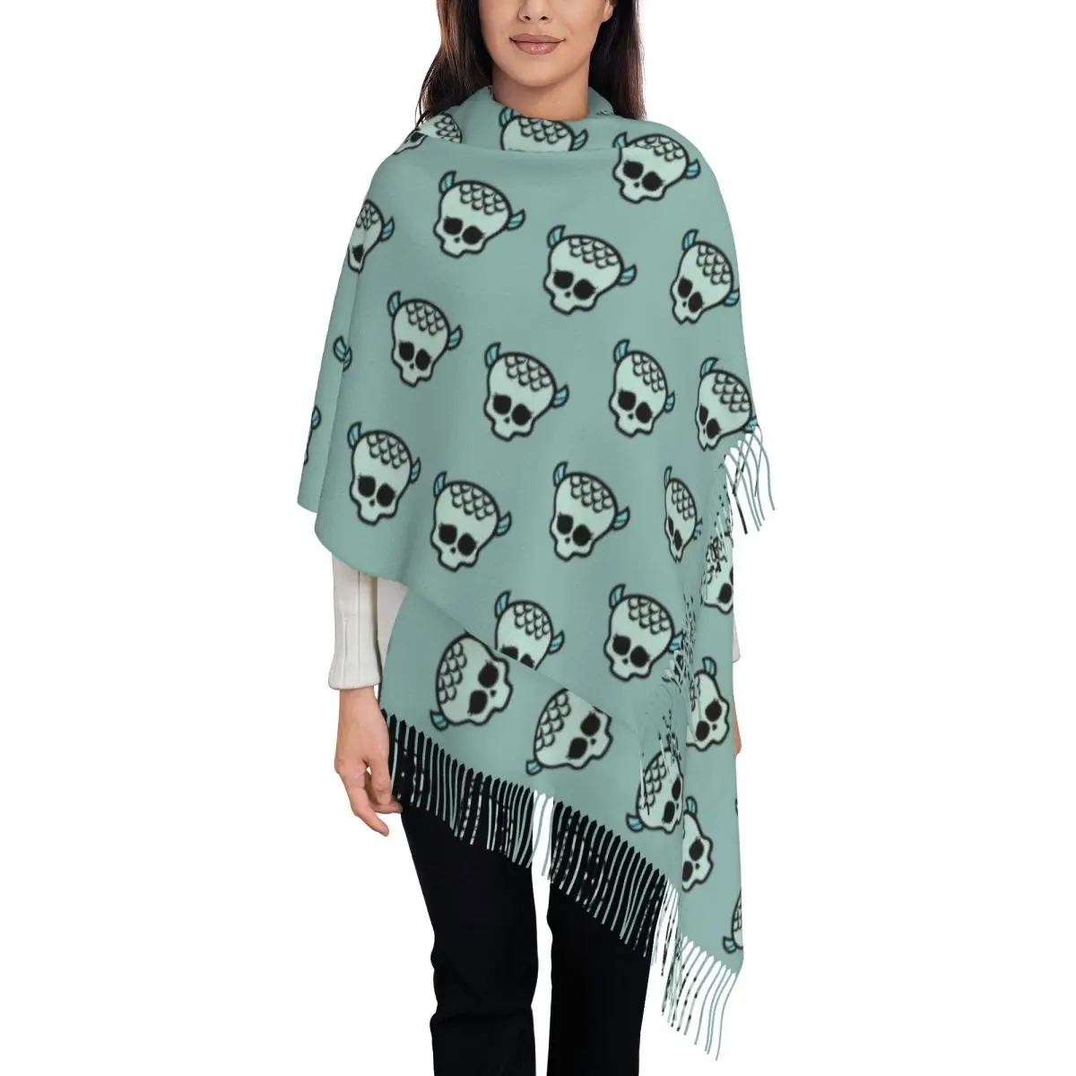 Stampa Personalizzata Monster High Lagoona Blue Logo Sciarpa Uomo Donna Inverno Caldo Sciarpe Anime Scialle Wrap